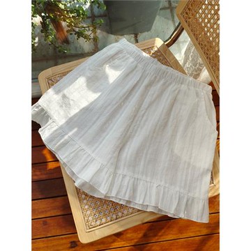 夏季口袋棉布薄款白色安全褲短褲女可愛甜美寬松純棉家居褲睡褲女