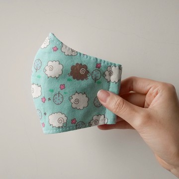 淺綠綿羊純棉立體口罩-可寄國外