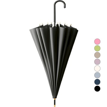 ROJI 粉彩 16K 堅固自動長柄雨傘  黑色