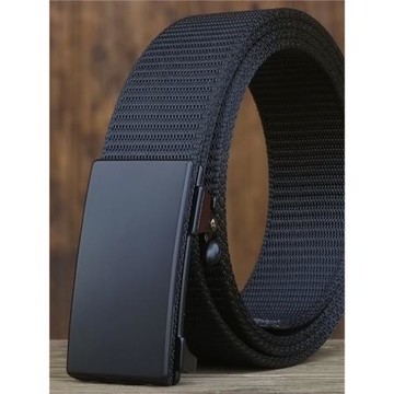 無牙無孔自動扣金屬頭尼龍帆布皮帶腰帶褲帶外內穿扣內插潮男百搭