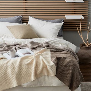 迷霧之森【暖棕】拼色羊毛毯辦公室蓋毯家用午睡沙發毯毛絨毯子