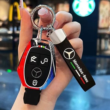 熱賣 BENZ賓士專用 賽道版夜光汽車鑰匙套A級C級E級GLA GLB GLC GLS級車用鑰匙殼 汽車鑰匙圈 鑰匙扣包