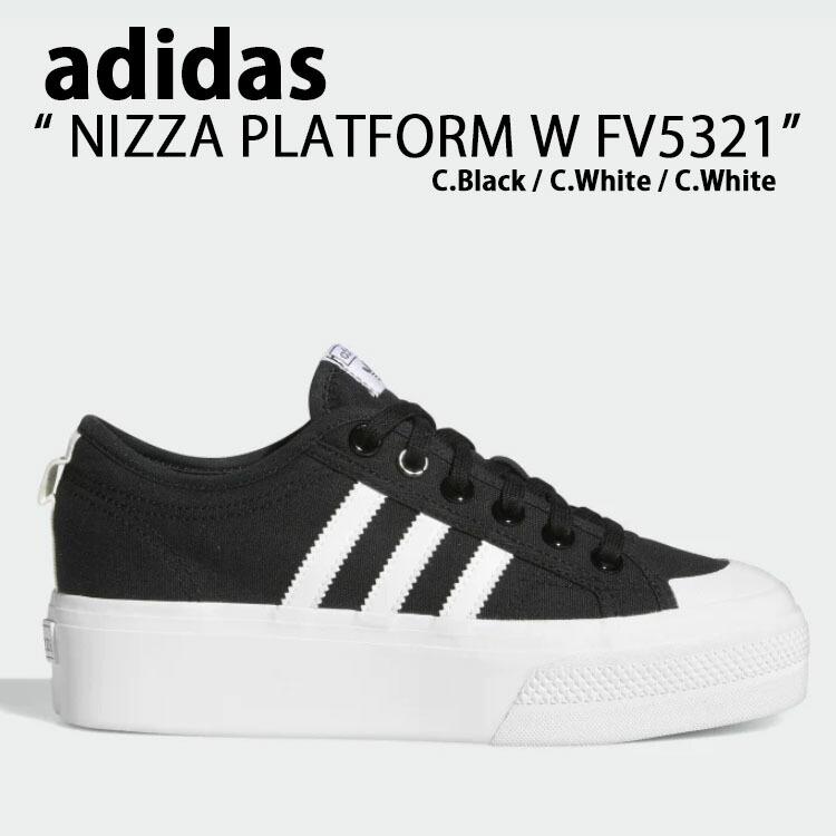 adidas アディダス スニーカー レディース NIZZA PLATFORM W FV5321 ニッツァ プラットフォーム BLACK WHITE  ブラック ホワイト 厚底 プラットフォーム | LINEブランドカタログ