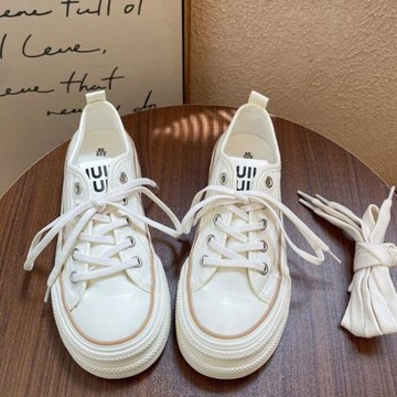 2025春夏季新款透氣厚底帆布鞋女韓版時尚潮流百搭小白鞋小眾板鞋