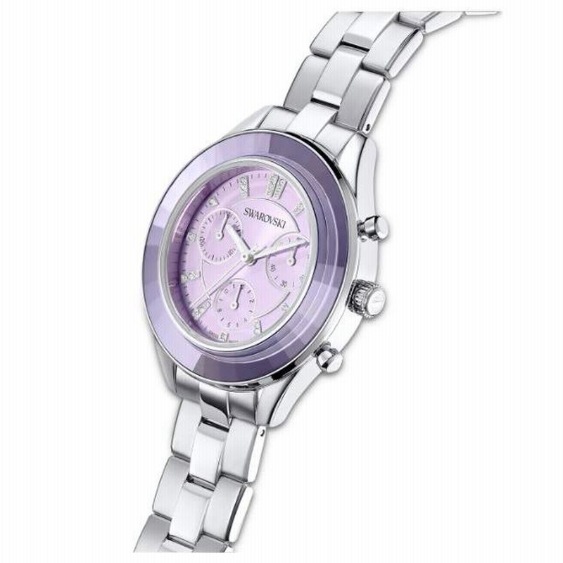 Swarovski 【正規品】紫色 クリスタル 時計 Octea lux chrono watch, Swiss Made, Leather strap, Purple