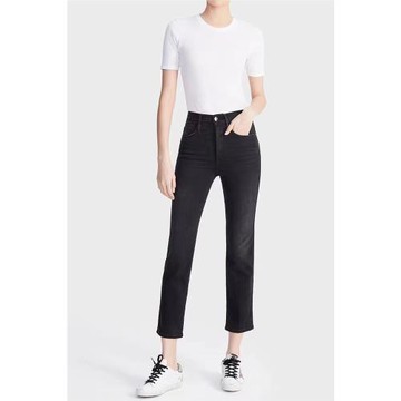 女士外貿JB炭黑色深藍色彈力舒適顯瘦顯腿直好搭品質直筒牛仔褲