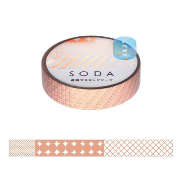 【HITOTOKI 】SODA 透明PET卷狀膠帶 粉金箔押款 10MM 燙金3