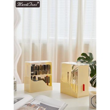 Men&Joni 黑色高級桌面亞克力收納盒梳妝臺首飾口紅化妝品防塵盒