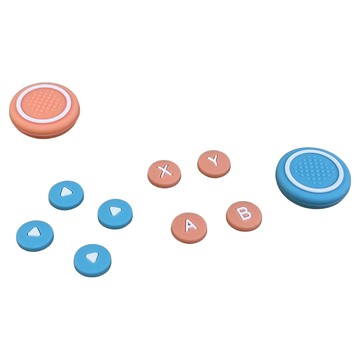 AKiTOMO 阿吉托摩 Switch2 八按鍵貼 + 搖桿帽  1套  AKSW-329  經典紅藍