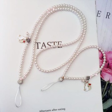 珍珠鏈手機掛繩女掛脖繩子帶脖子網紅短款手腕高端高級感鏈子掛飾