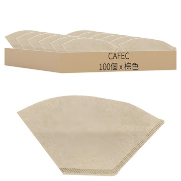 CAFEC ABACA 麻纖維梯形濾紙 AB102-100B 棕色 3~5杯份  100個  1包