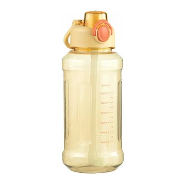 彈蓋式吸管運動水壺 胖胖款 10 x 26cm  黃色  1.2L  1個