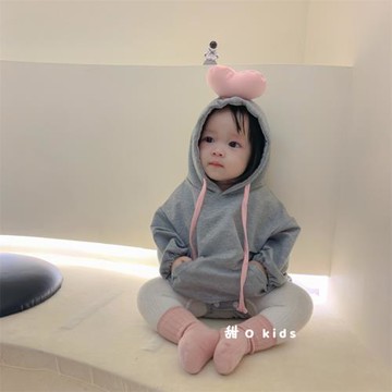 甜o kids韓版愛心哈衣可愛秋冬寶寶爬服嬰兒超萌衛衣立體愛心加絨