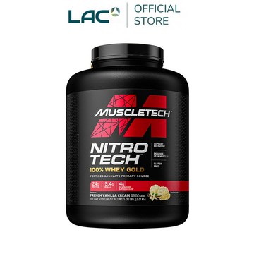 LAC Muscletech 耐如鐵金牌乳清蛋白5磅-法式香草奶油口味(麩醯胺酸/BCAA/胺基酸)(今日限定)