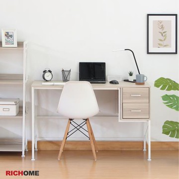 【RICHOME】奈特雙抽工作桌-白色