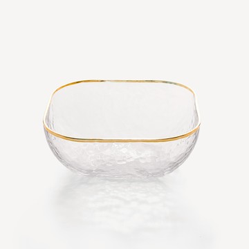 WAGA 金邊錘紋 16.5cm 方形玻璃碗│單品