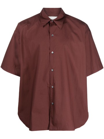 Studio Nicholson - poplin short-sleeved shirt - men - Cotton - XS - Brown