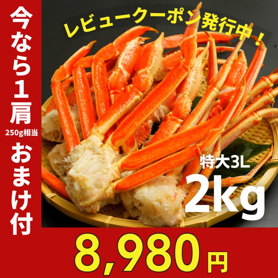 敬老の日 プレゼント ボイルずわいがに 脚 特大 山盛2kg 6-7肩/3-4人前