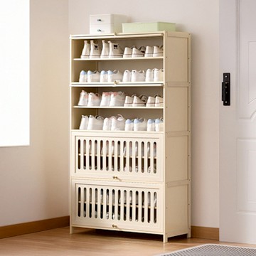 Happylife 楠竹奶白透氣翻門鞋櫃 九層80公分 Y12218