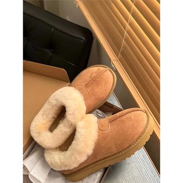 塔茨特2024年新款冬季一腳蹬雪地靴女皮毛一體毛毛棉鞋女加絨加厚