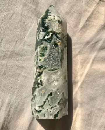 爆白水晶 綠色 苔蘚瑪瑙 水草瑪瑙 水晶柱 擺設 水晶雕刻件