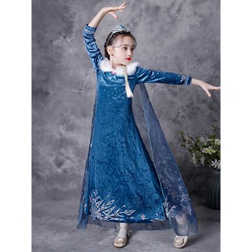 女童長袖春秋冬裝迪士尼冰雪奇緣愛莎公主裙洋氣艾沙連衣裙生日服