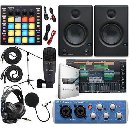 PreSonus AudioBox 96 Audio Interface (May Vary Blue or Black) Full Studio Bundle with Studio One Artist Software Pack, ATOM MIDI   Production Pad Cont