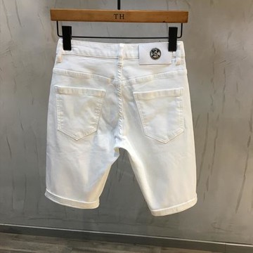 夏季白色五分褲男潮流韓版高端休閑百搭牛仔短褲青年修身彈力中褲
