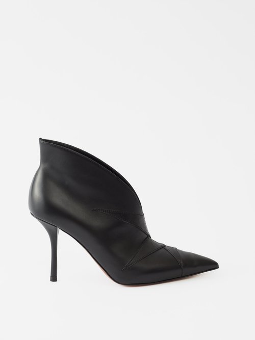 Alaïa - Topstitched 90 Leather Heeled Boots - Womens - Black