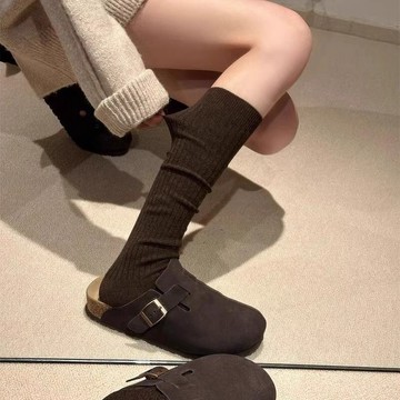 ✨精選好物✨純色簡約小腿襪女 秋冬堆堆襪 日系學院風jk長筒襪 咖色美拉德襪子  長筒襪  長筒堆堆襪  小腿長襪