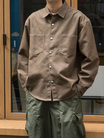 Denim Shirts 日系復古洗水明線牛仔長袖工裝襯衫美式重磅古著