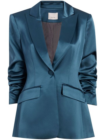 Cinq A Sept - Cheyenne ruched satin blazer - women - Triacetate/Polyester - 2 - Blue