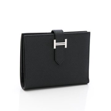 Hermes Bearn雙折短夾(黑/銀) (H039790CK89)