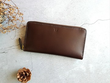 YF83_手作文創真皮拉鍊長夾、型拉鍊夾、拉鍊長夾、長夾