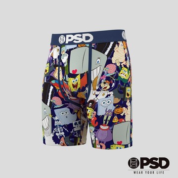 【PSD Underwear 官方旗艦店】SPONGEBOB- 平口四角褲-海綿家族集合-藍色