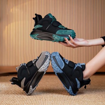 高幫老爹鞋女款2025新款厚底百搭春季小白鞋真皮增高休閑運動鞋