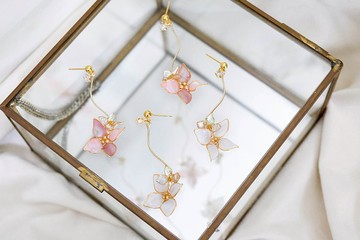 耳針x耳夾水晶花-天真的少女(2色)_光點飾品