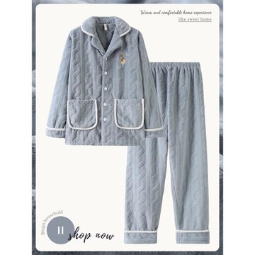 Se7enの睡衣男秋冬季珊瑚絨2025年新款冬天男士法蘭絨家居服套裝