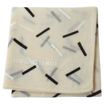 49AV JUNKO SHIMADA 日本製優雅圖騰字母LOGO帕巾(米白系/42CM)