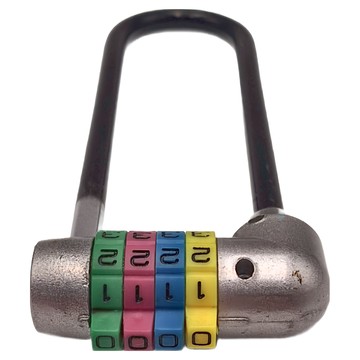 泉友 U型密碼鎖 SC874 全長13x6x2.5公分 鋅合金材質  U型鎖 黑色 + 銀色  1個