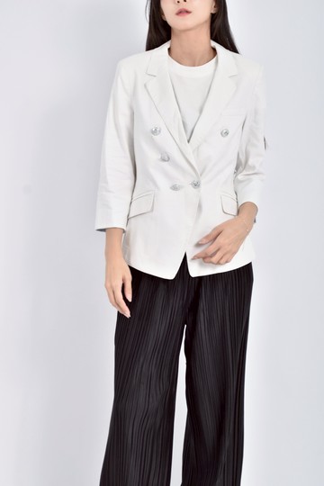 (S) the day質感素面七分袖西裝白色外套