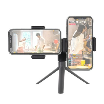 [5大陸直購] 雙手機 支架 直播 手機架 適73-103mm手機 1/4螺絲 可接 三腳架 燈架 鋁合金 支架 Z011