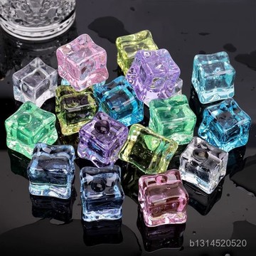 📣免運🔥臺灣出貨🔥透亮仿真冰塊18mm方形水晶魚缸櫥窗酒吧裝飾拍攝道具DIY手工材料