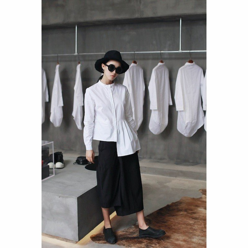白シャツ レディース 長袖 アシンメトリー トップス おしゃれ 通販 Lineポイント最大0 5 Get Lineショッピング