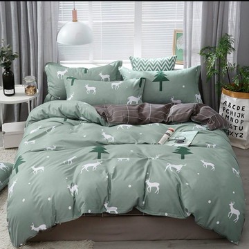 森林小鹿單人 水洗棉布床包被套組合