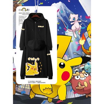 杰尼龜皮卡丘可達鴨精靈寶可夢開衫衛衣男女兒童裝學生帶連帽外套