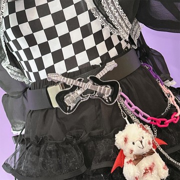 【台灣有貨】實拍 誇張INS原宿Y2K千禧辣妹歐美街頭字母吉他亞比愛心鎖鉚釘腰帶