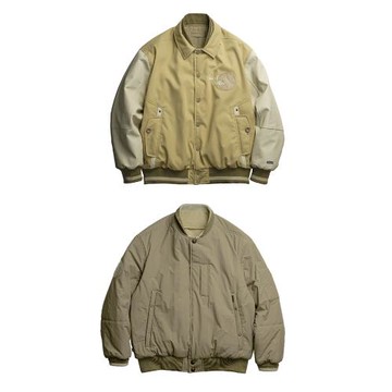 Crissrex Store STRL 復古雙面穿Primaloft棒球服MA-1 PU皮袖棉服