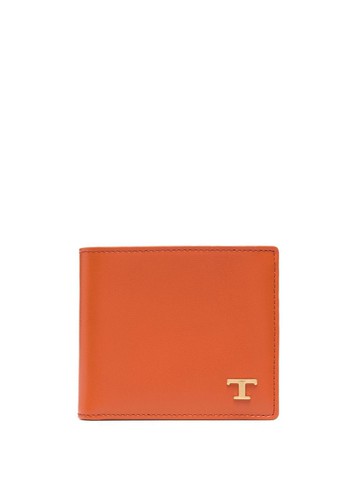 Tod's - logo-plaque folding wallet - men - Calf Leather - One Size - Orange