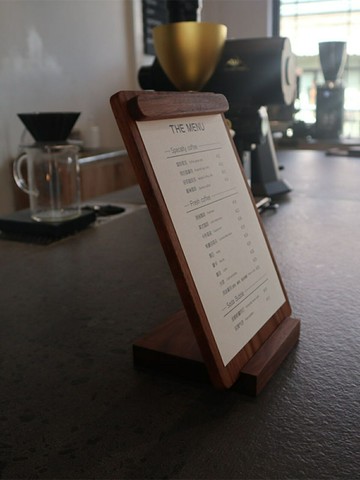 【新店熱銷】美黑胡桃木桌面展示牌咖啡店餐廳實木立式菜單夾A4奶茶店菜單牌